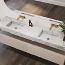 Andromeda Slim Marble Double Wall-Hung Washbasin Carrara Side