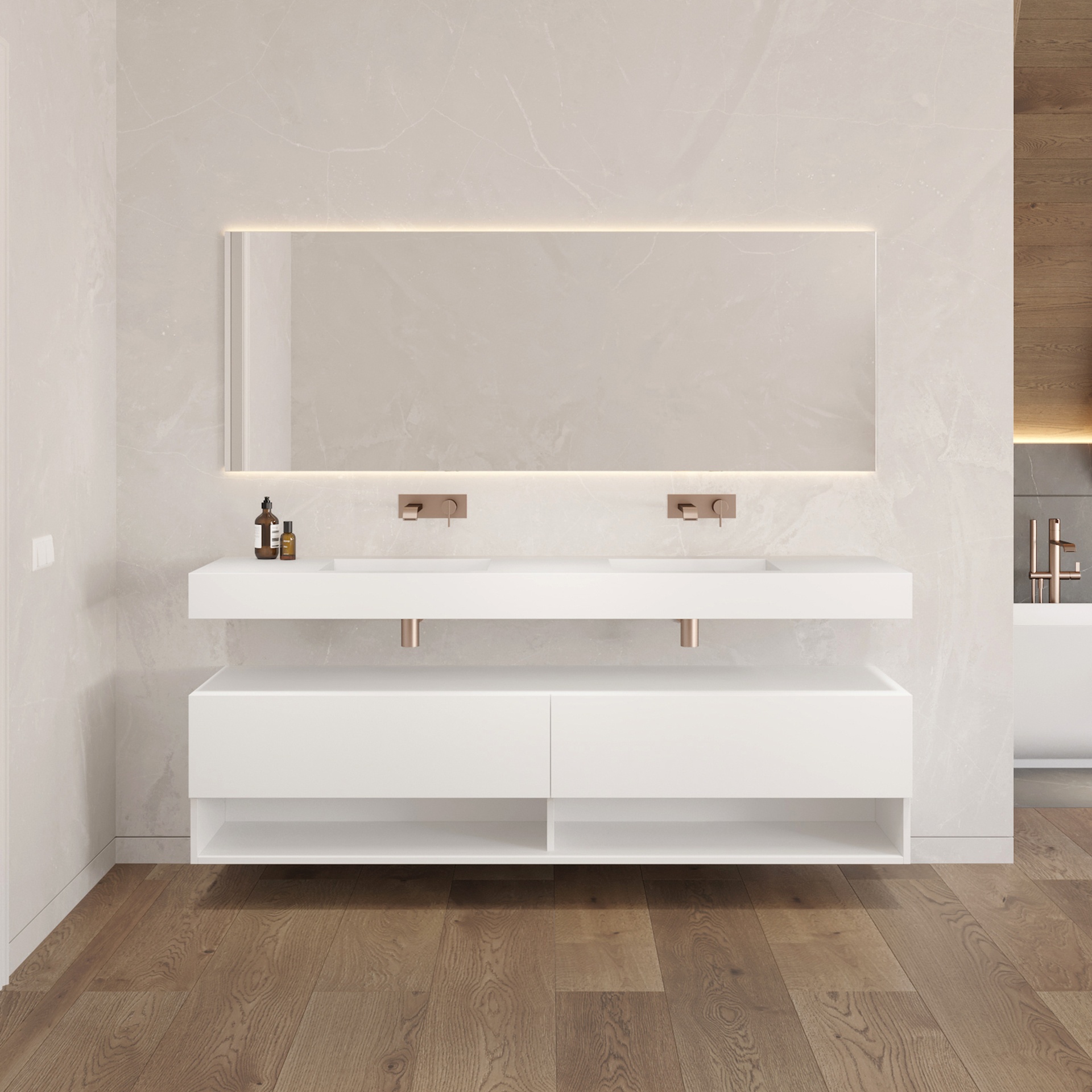 Athena Classic - Mobile da bagno, 2 cassetti alineati - 1 scaffale -  dimensione Luxe