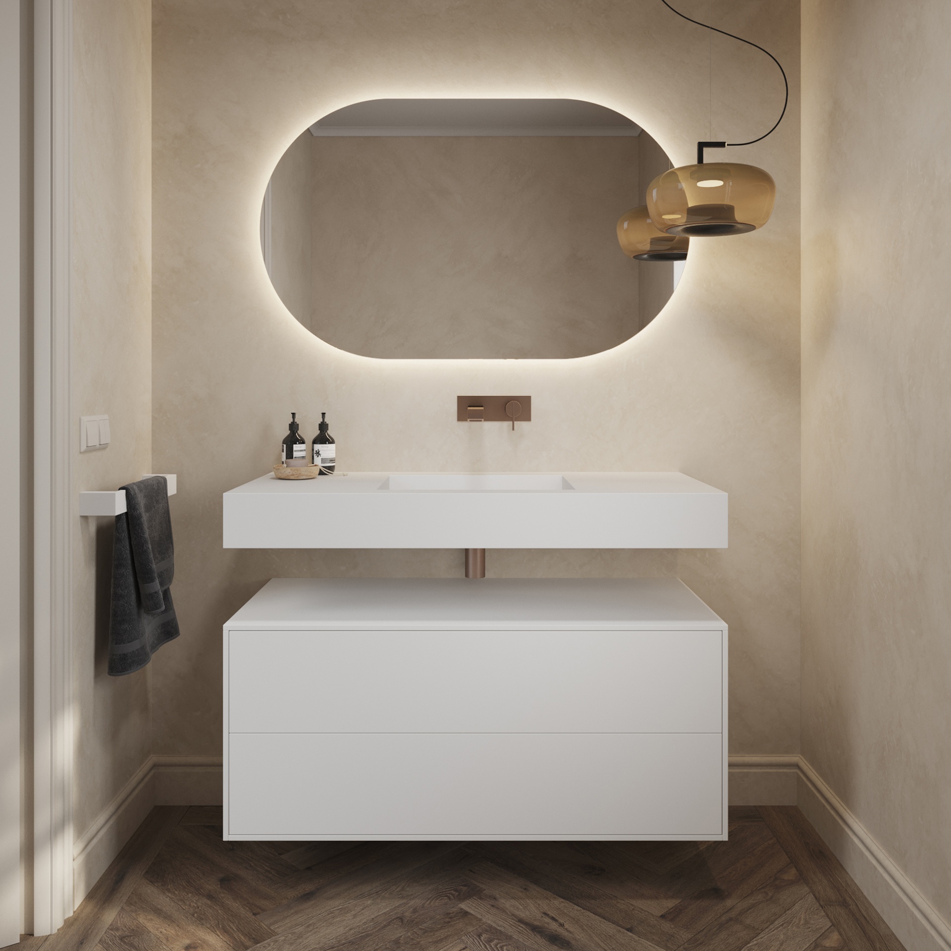 Gaia Classic Edge - Mobile da bagno | 2 cassetti sovrapposti | Riluxa.com