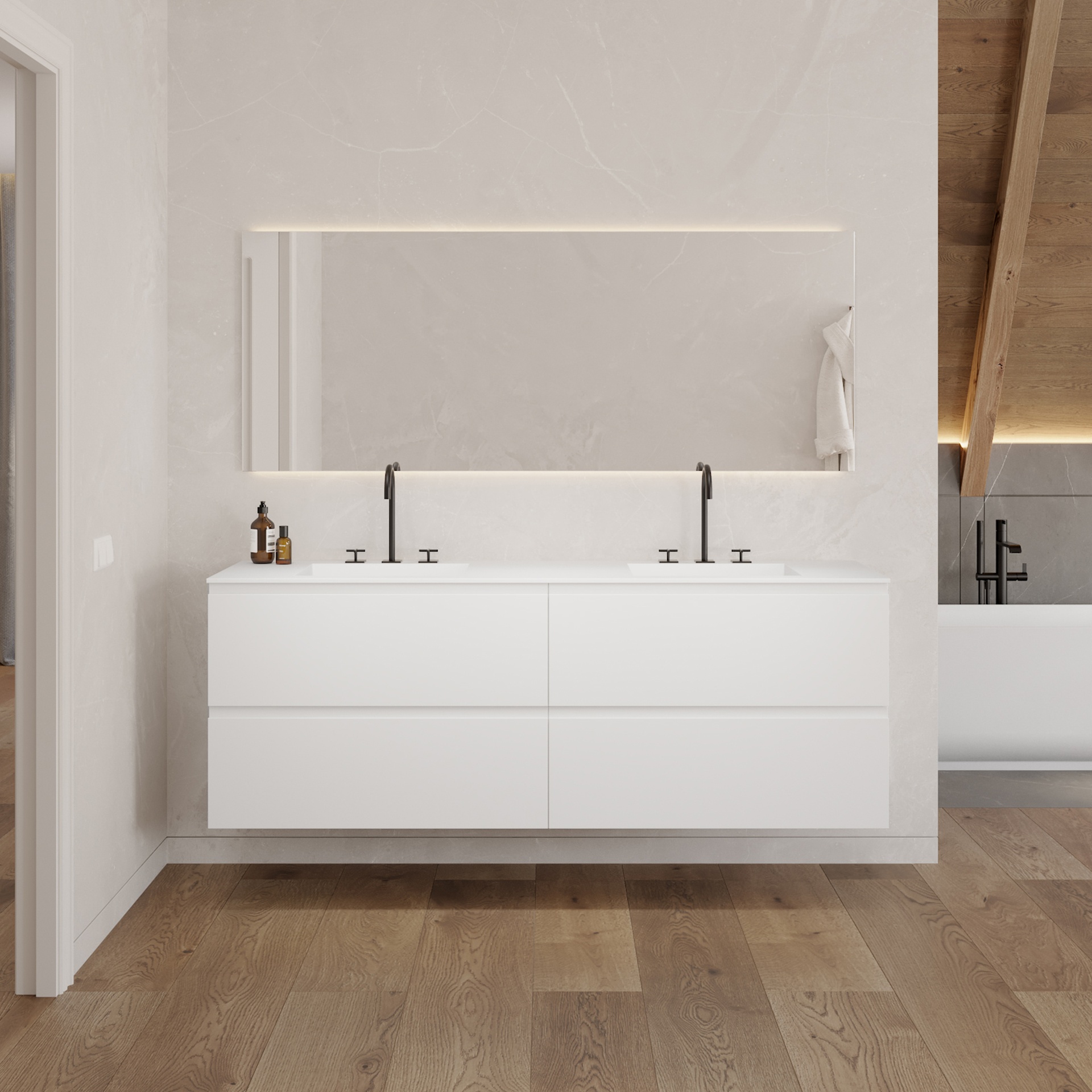 Gaia Classic - Set mobile & lavabo in Corian® | 2 cassetti allineati