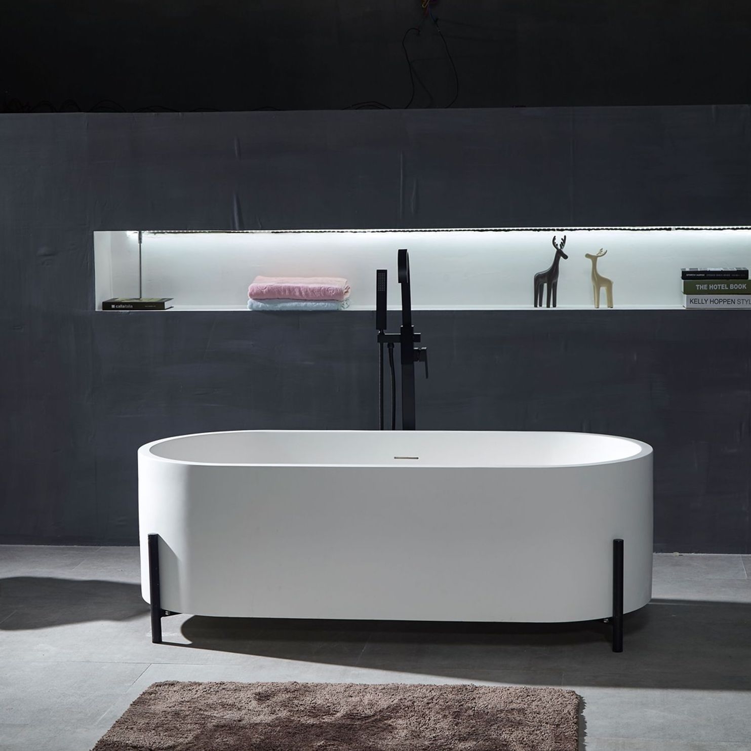 Milano Freestanding Solid Surface Bathtub - 160cm