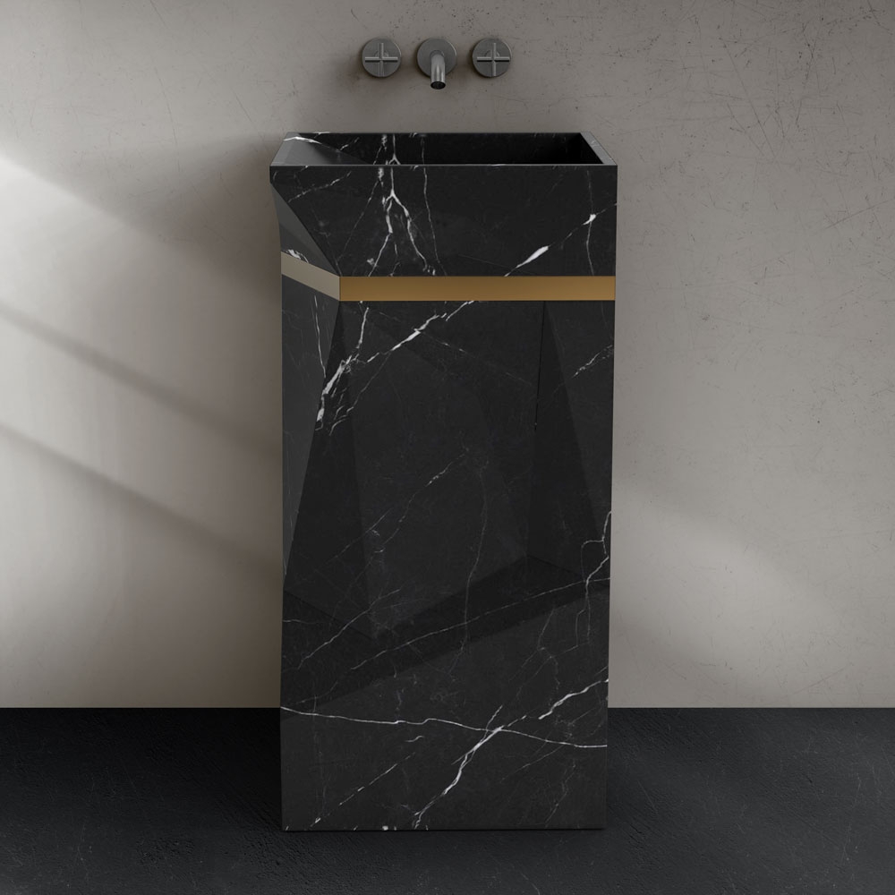 Taylor Black Marquina Marble Freestanding Basin