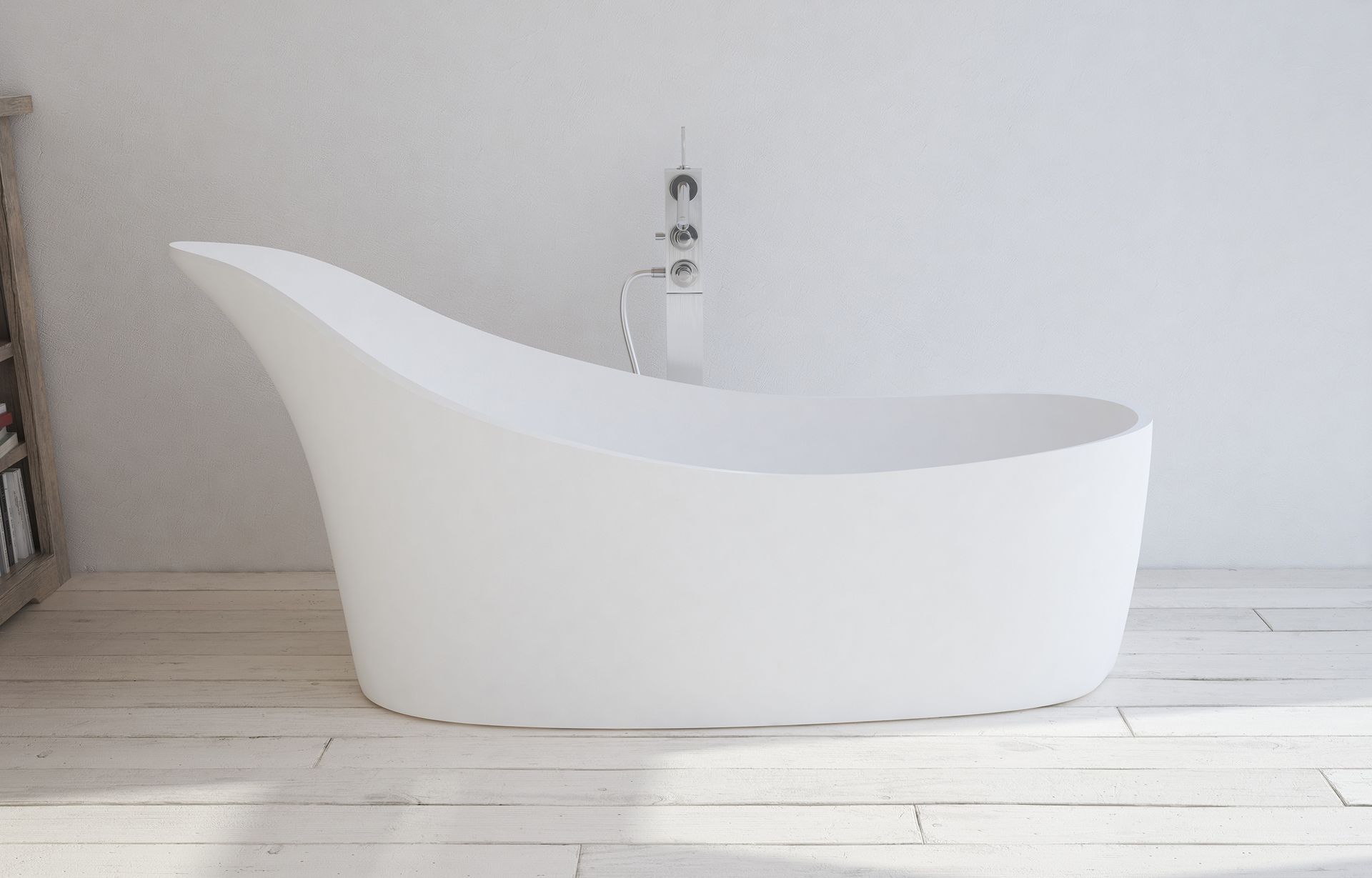 Montecarlo Curved Freestanding Solid Surface Bathtub