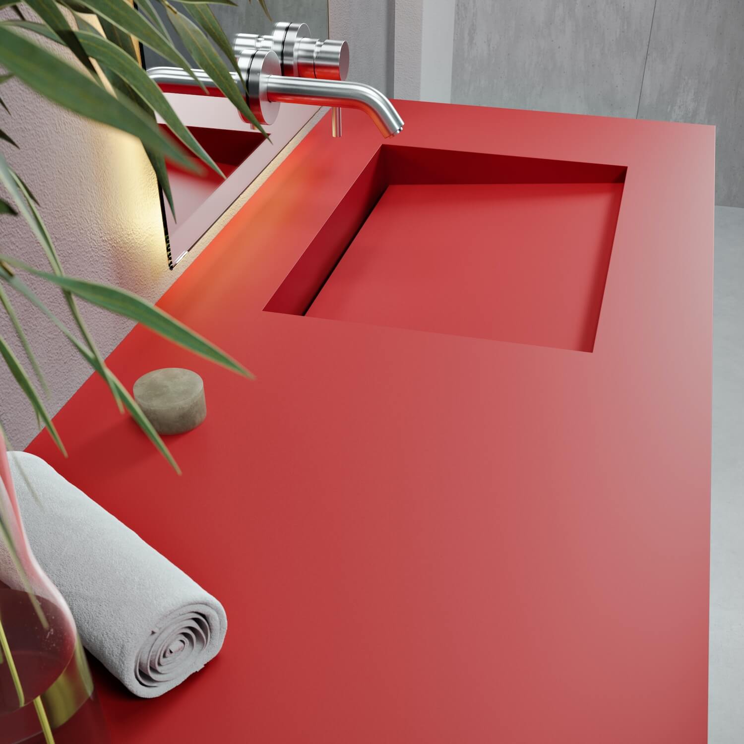 Sagitta Wall-Mounted Corian® Basin (Corian® Colour Hot)