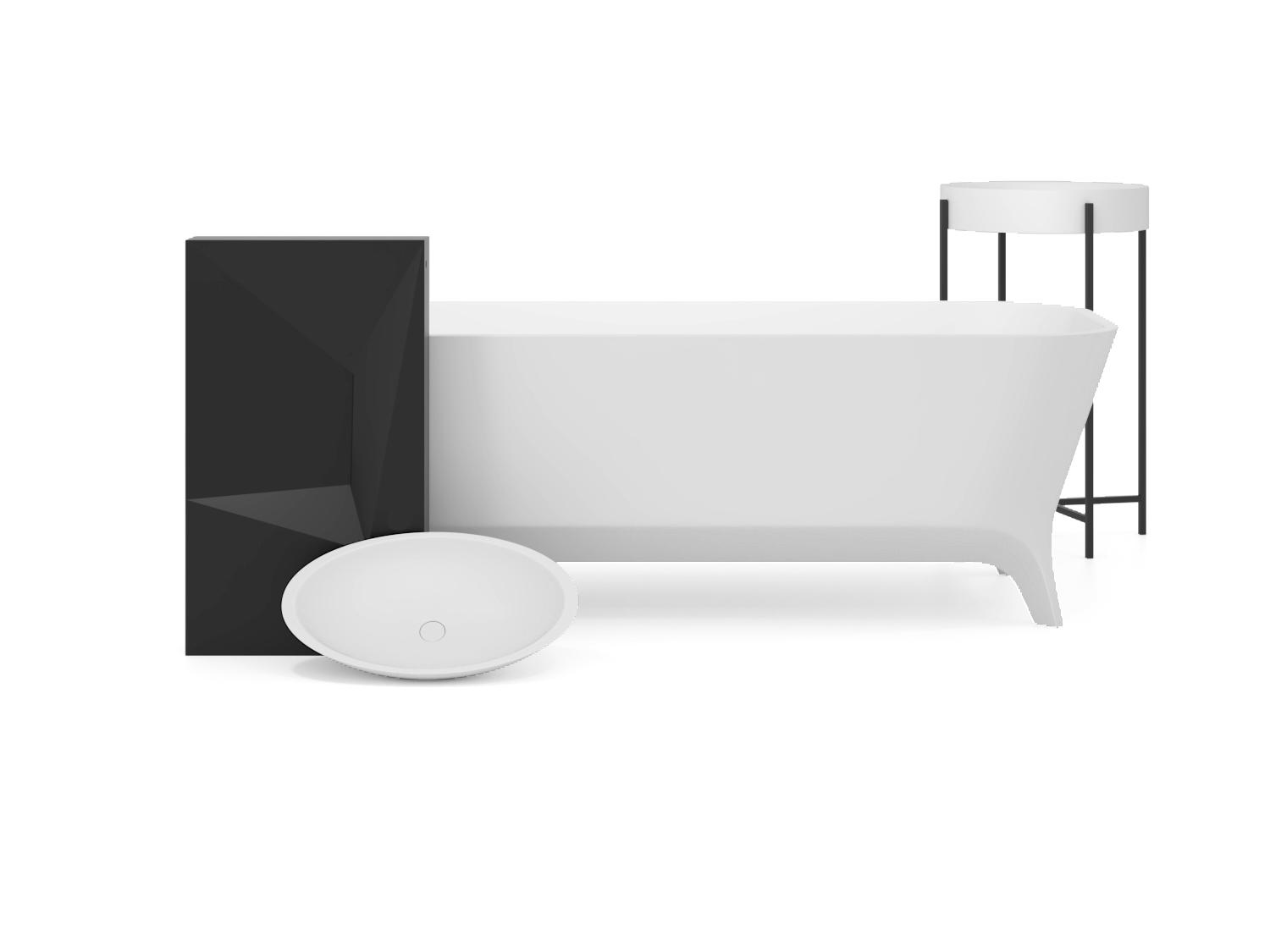 Taburete de baño de lujo BERNSTEIN PB4001 - de resina mineral - blanco mate