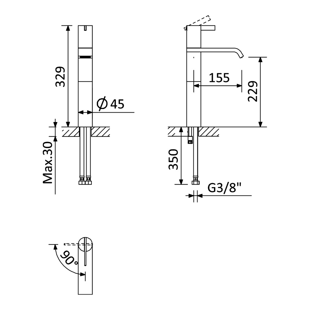 Deck-Mounted Washbasin Tap - 1682101 Bruma
