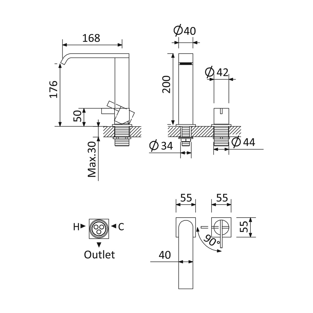 Deck-Mounted Washbasin Tap - 1688401 Bruma
