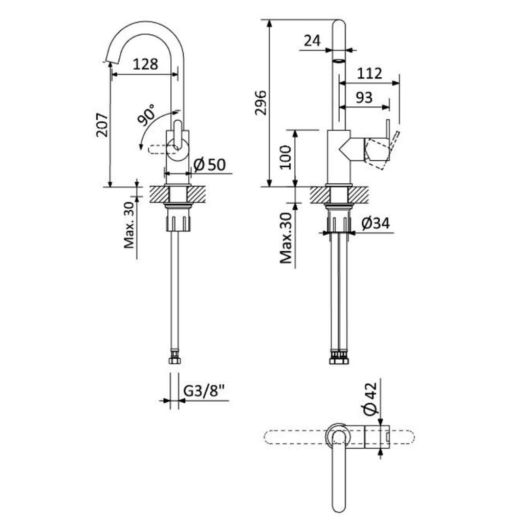 Deck-Mounted Basin Tap - 1677101 Bruma