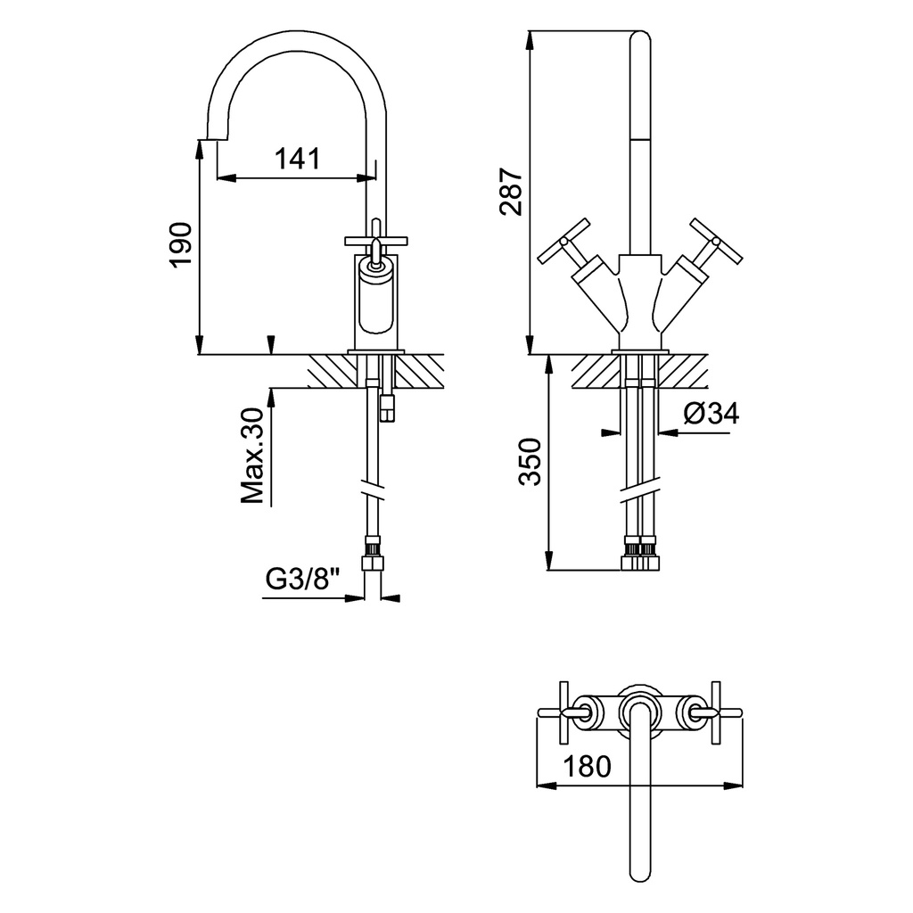 Deck-Mounted Basin Tap - 1060200 Bruma