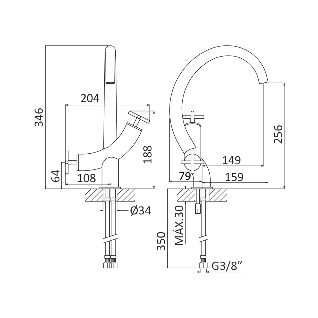 Deck-Mounted Washbasin Tap - 1060100 Bruma