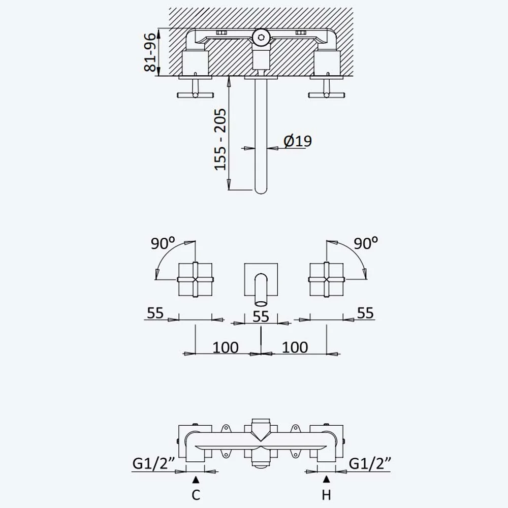 Wall-Mounted Washbasin Tap - 1062600 Bruma