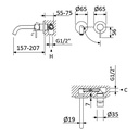 Wall-Mounted Washbasin Tap 2 Holes 23cm - 1678402 Bruma