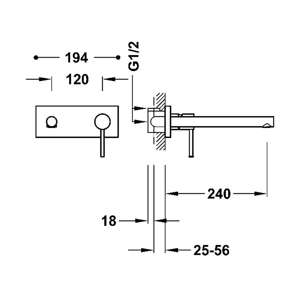 Wall-Mounted Single Lever Washbasin Tap - 06230012 Tres td