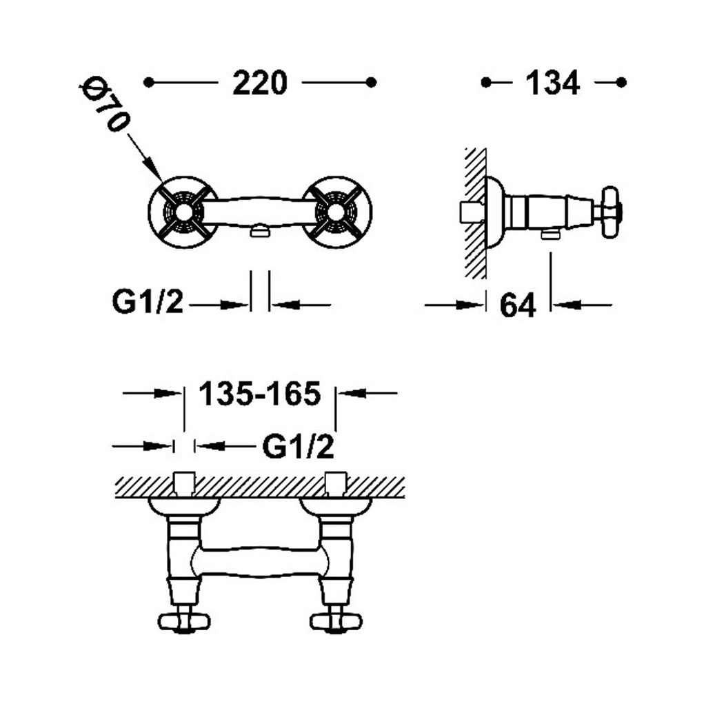 Wall-Mounted Shower Tap -  24216301 Tres TD