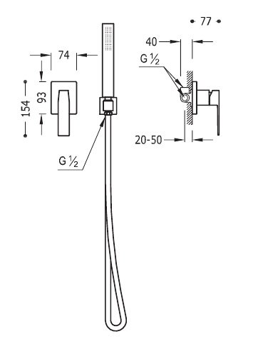 Concealed Single Lever Shower Tap - 20217703 Tres td