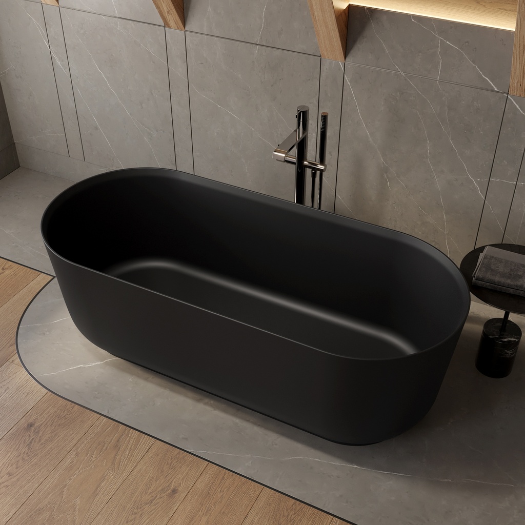 Lyra Corian Design Freestanding Bathtub 160 black Side
