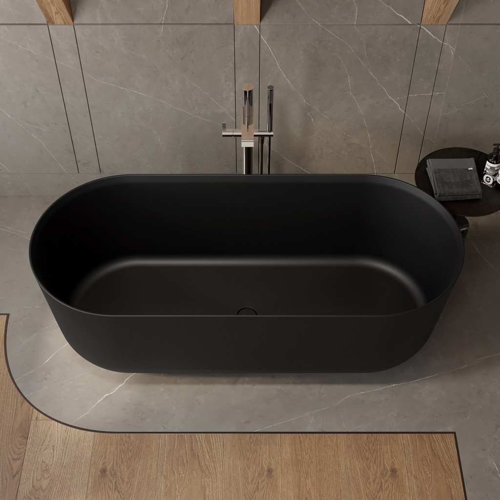 Lyra Corian Design Freestanding Bathtub 160 black Top