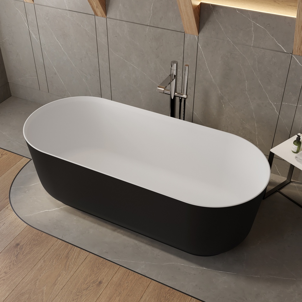 Lyra Corian Design Freestanding Bathtub 160 bw Side