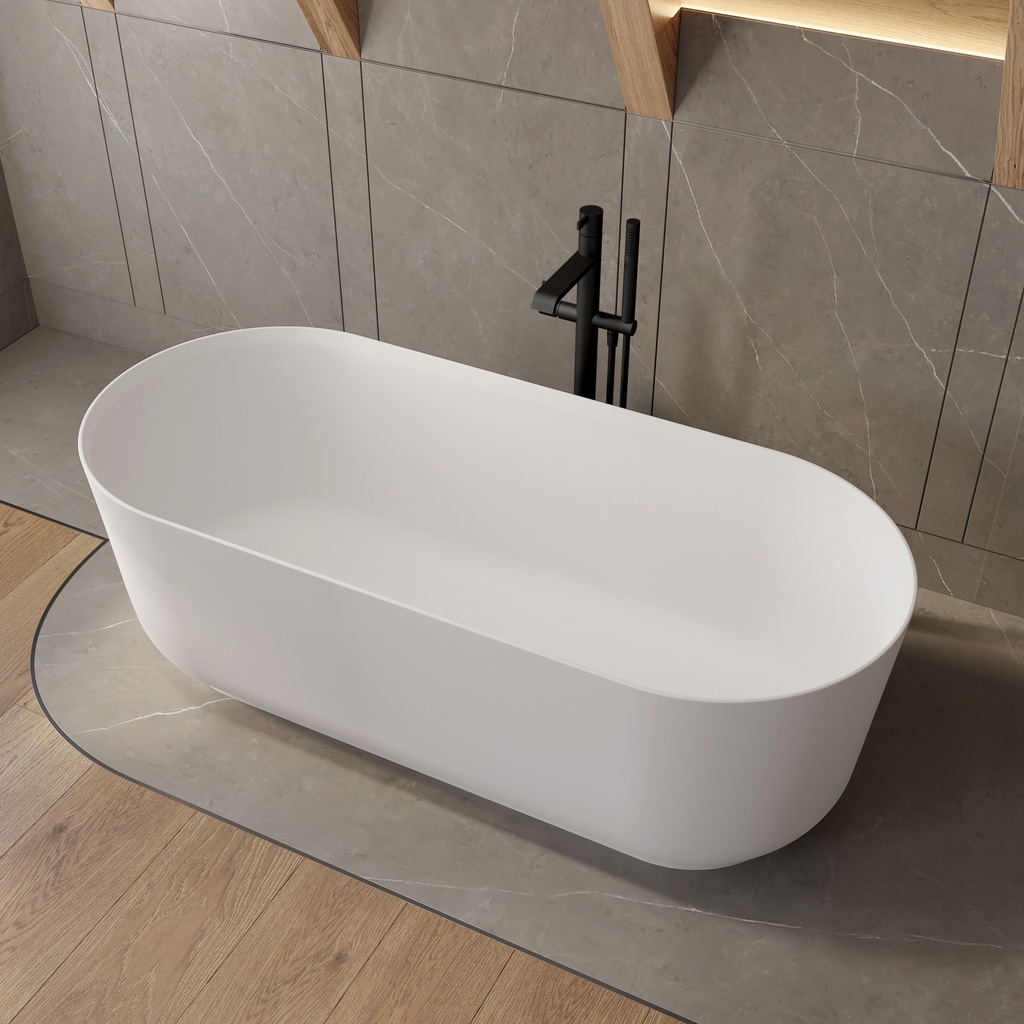 Lyra Corian Design Freestanding Bathtub 160 white Side
