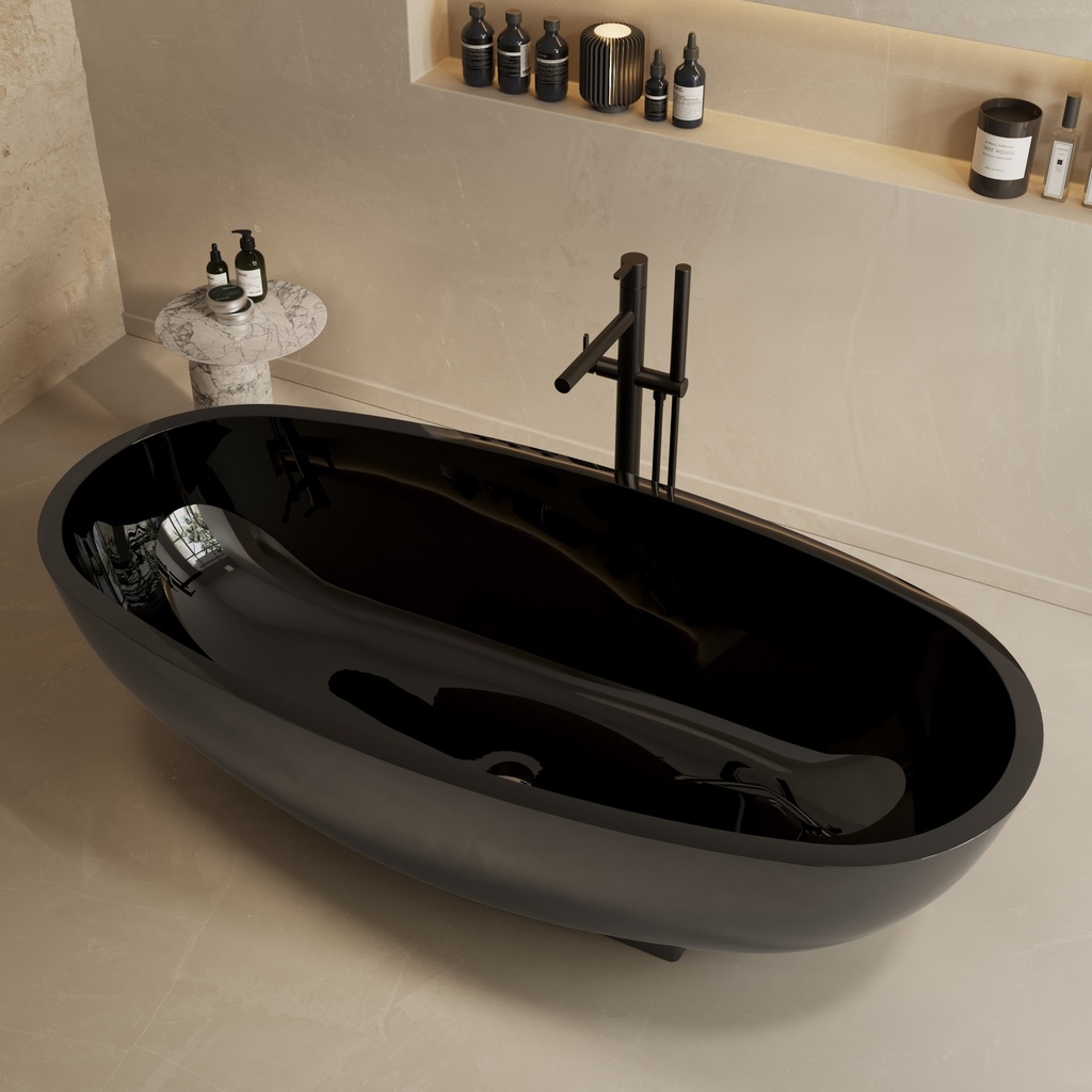 Ovala Smoky Freestanding Resin Bathtub 170 smoky Side