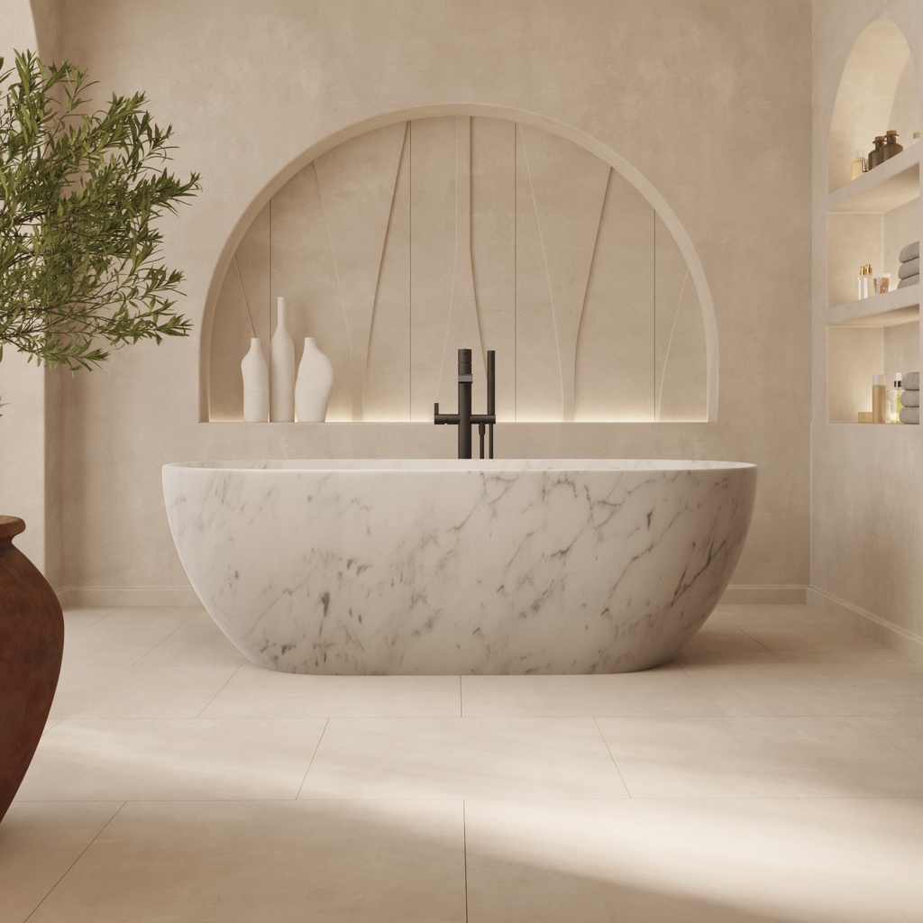 Zurich Freestanding Marble Bathtub Bianco Carrara 170 carrara Front