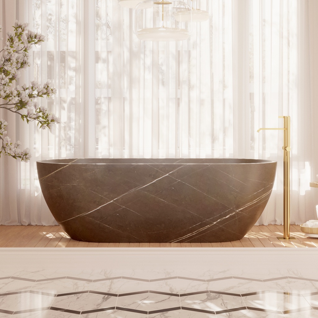 Zurich Freestanding Marble Bathtub Grey Pietra 170 grey ara Front