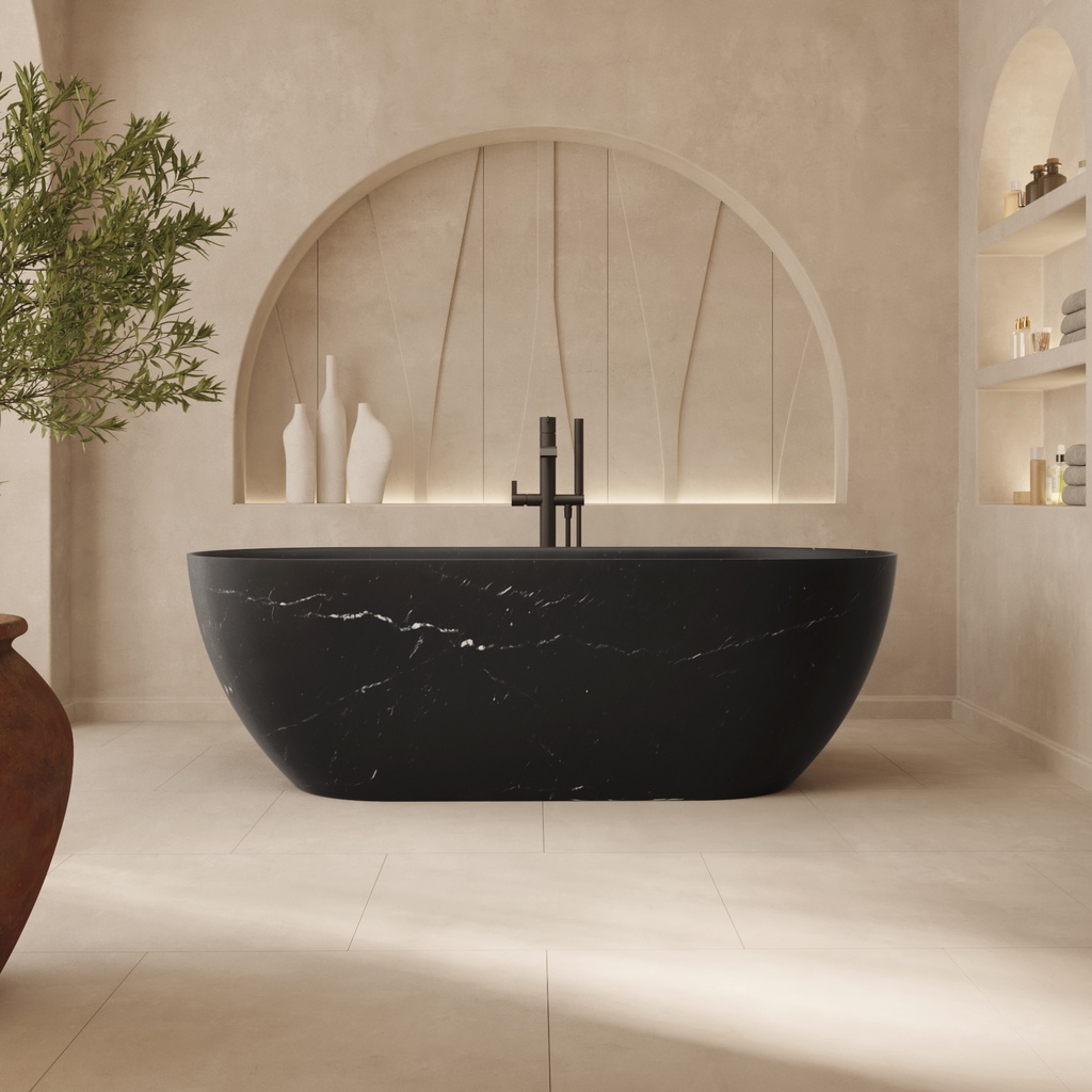 Zurich Freestanding Marble Bathtub Nero Marquina 170 marquina Front