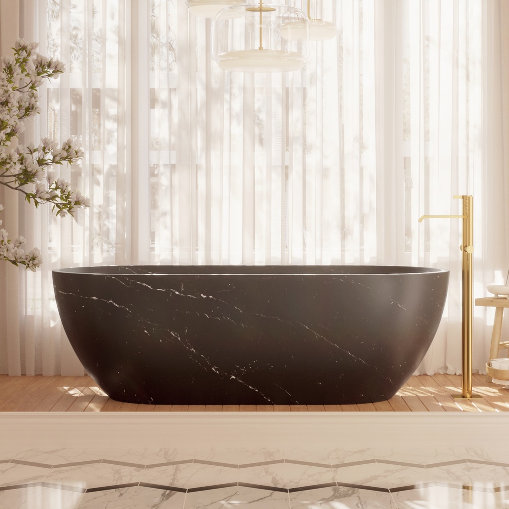 Zurich Freestanding Marble Bathtub Nero Marquina 170 marquina Front