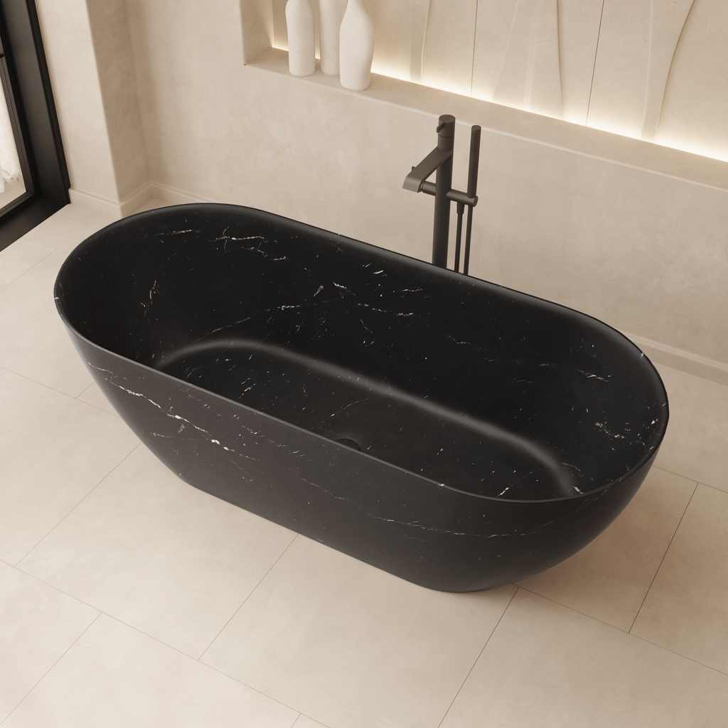Zurich Freestanding Marble Bathtub Nero Marquina 170 marquina Side