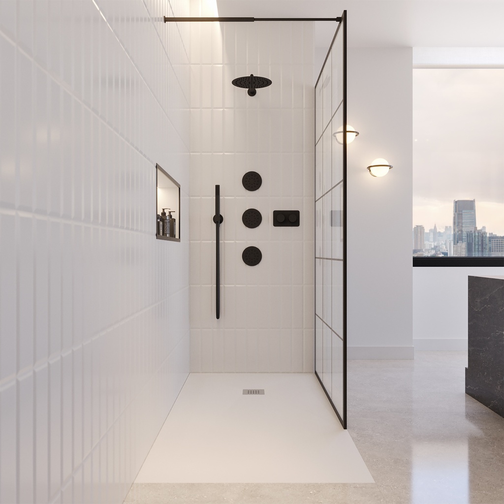 Aquila Corian Made to measure Shower Tray mtm White Front