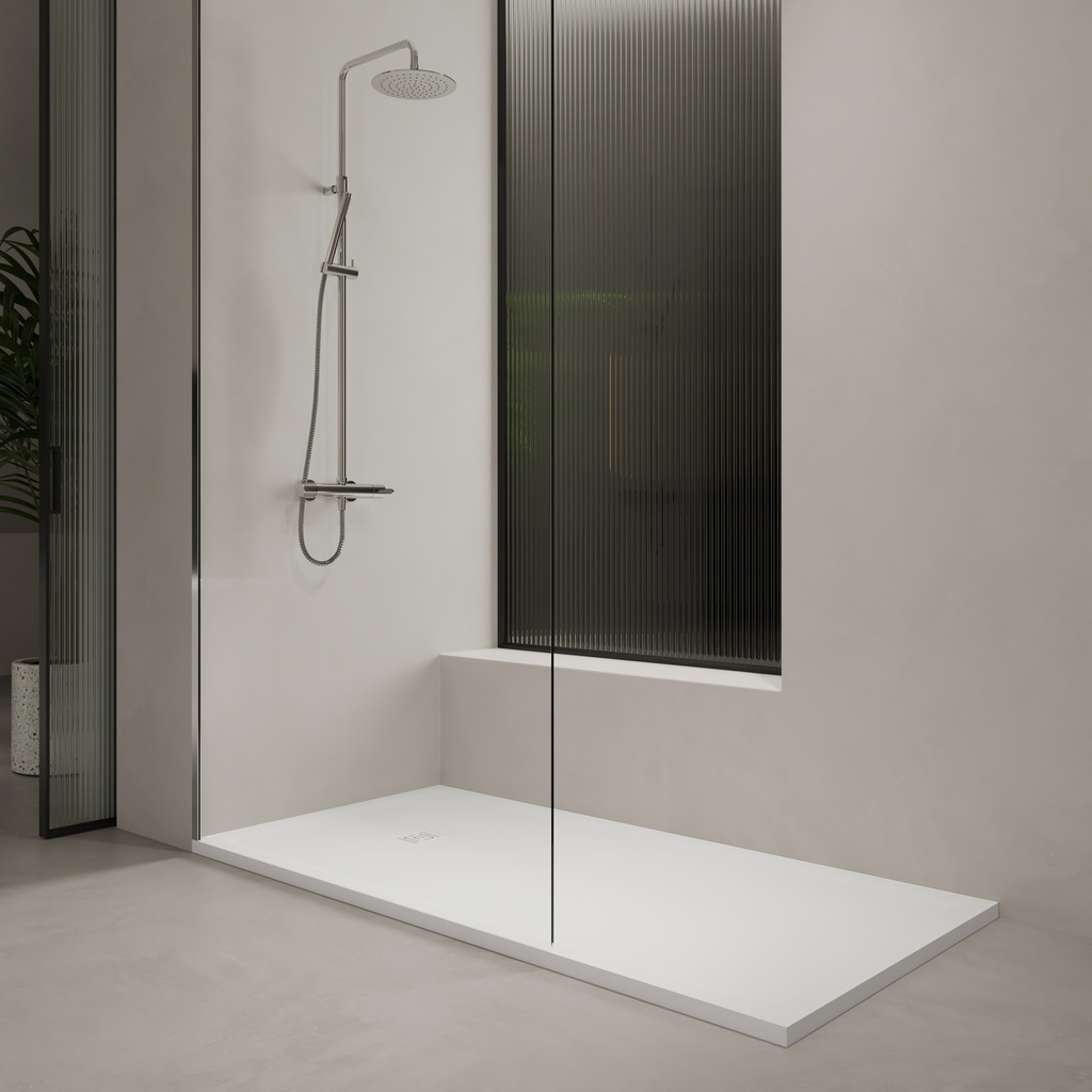 Highland Solid Surface Shower Tray mtm White Front