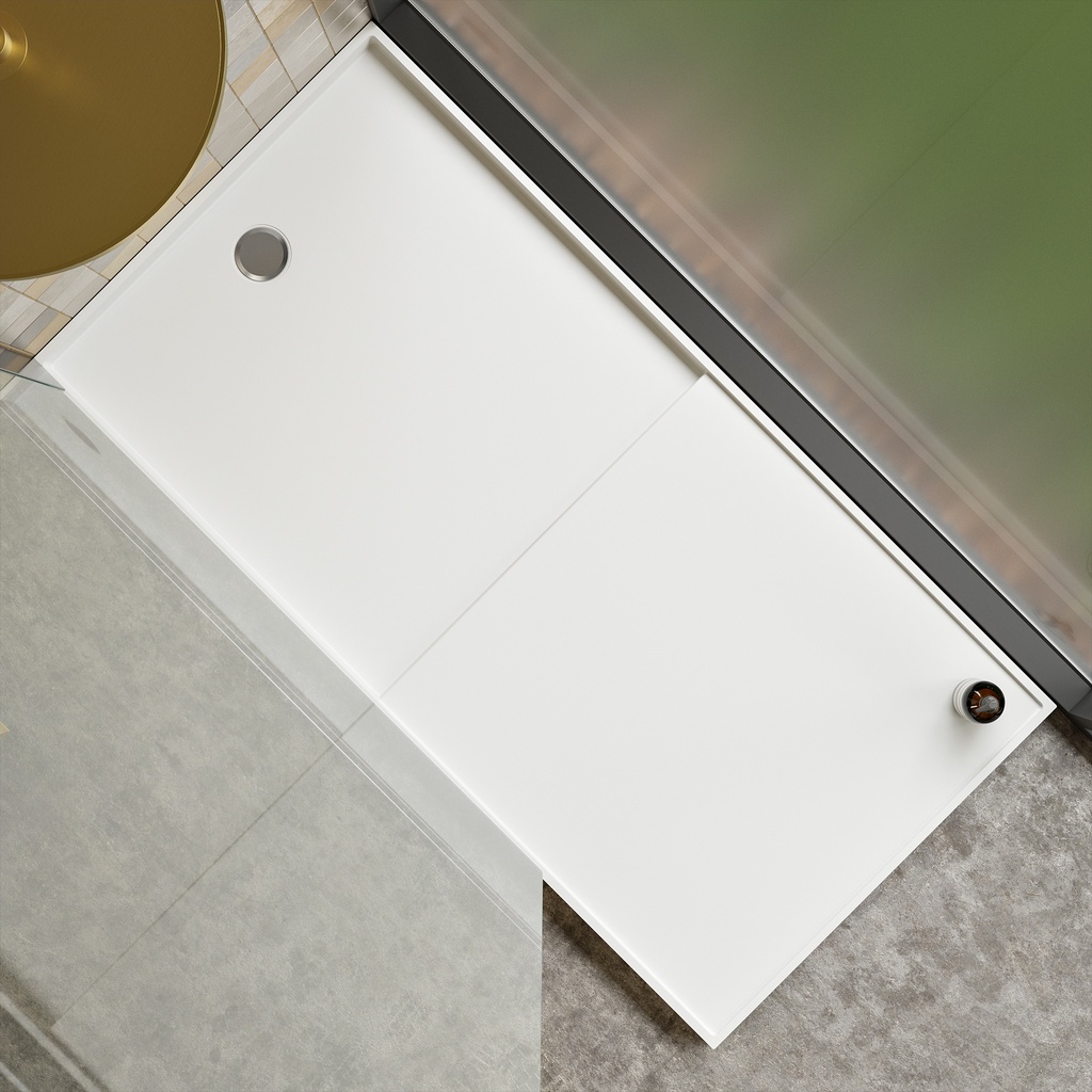 Hydra Corian Design Shower Tray 180 White Side