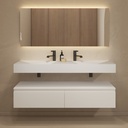 Linaria Wall-Mounted Double Washbasin 140 White Front