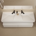 Linaria Wall-Mounted Double Washbasin 140 White  Top