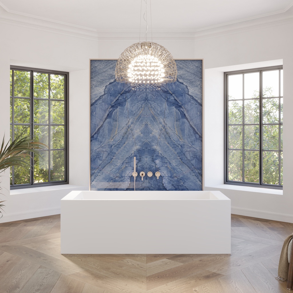 Biham Freestanding Bathtub with Shelves Front