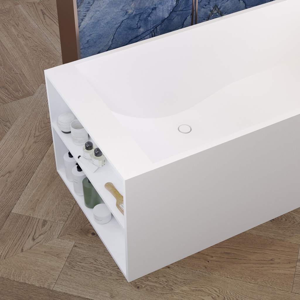 Biham Freestanding Bathtub with Shelves Top