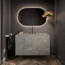 Gaia Corian® Edge Vanity Unit with Corian® Basin | 2 Stacked Drawers · Ash Aggregate Push Front View