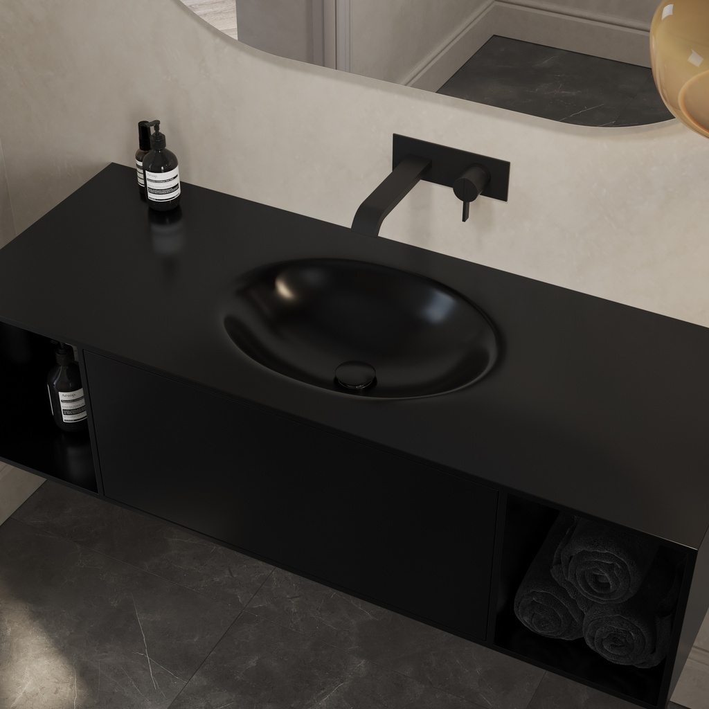 Delta Corian Single Vanity Top Deep Nocturne Side View