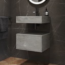 Gaia Corian® Edge Bathroom Cabinet | 1 Drawer · Mini Ash Aggregate Push Side View