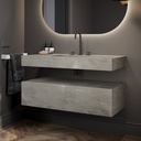 Gaia Corian® Bathroom Cabinet | 1 Drawer · Ash Aggregate Side View