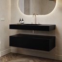 Gaia Corian® Bathroom Cabinet | 1 Drawer · Deep Nocturne Side View