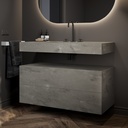 Gaia Corian® Bathroom Cabinet | 2 Stacked Drawers · Ash Aggregate Push Side View