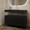Gaia Corian® Bathroom Cabinet | 2 Stacked Drawers · Deep Nocturne Push Side View