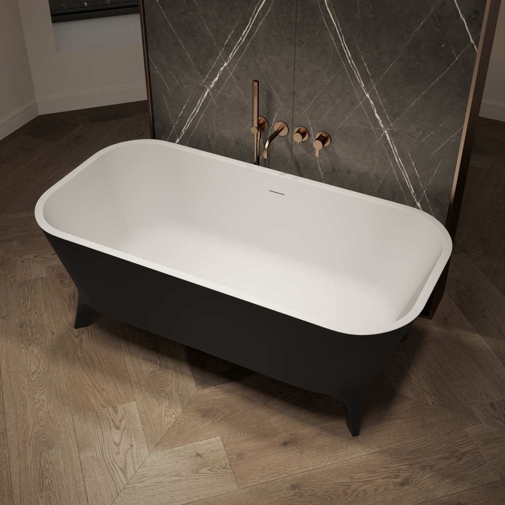 Miram Freestanding Bathtub 160 Black White Side