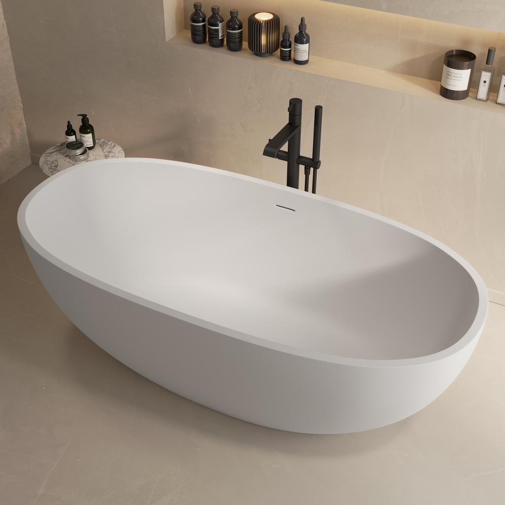 Nimes Freestanding Bathtub Glacier White 165 Side