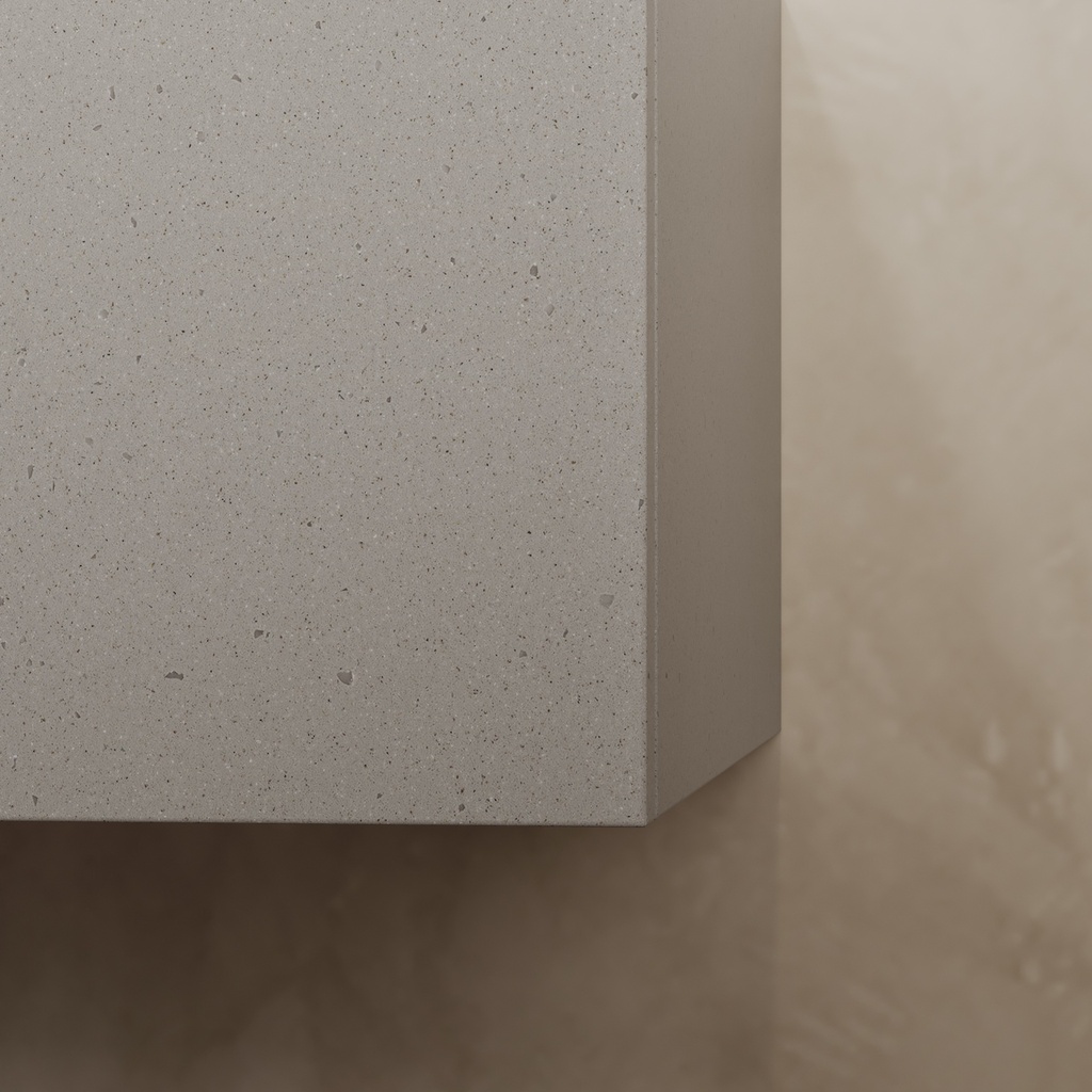 Gaia Corian® Vanity Unit with Corian® Basin | 2 Aligned Drawers · Luxe Size Cabinet Detail Dove