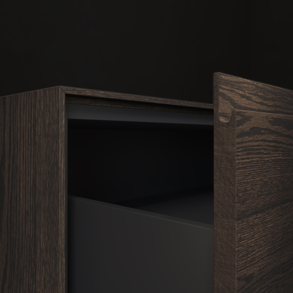Gaia Wood Bathroom Cabinet | 2 Aligned Drawers |  Handle Detail Dark Standard