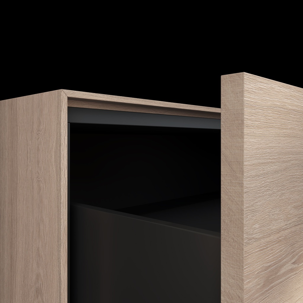 Gaia Wood Edge Bathroom Cabinet | 1 Drawer |  Handle Detail Light Push