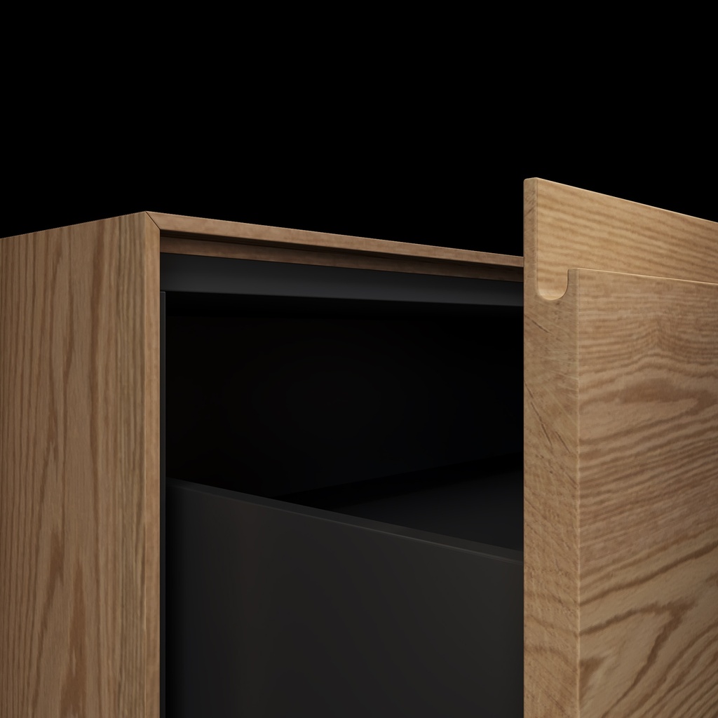 Gaia Wood Edge Bathroom Cabinet | 1 Drawer |  Handle Detail Pure Standard