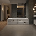 Aquila Bespoke Back-to-Wall Bath in Corian® with Built-in Shelving Front